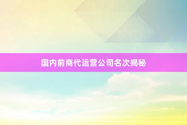 国内前商代运营公司名次揭秘